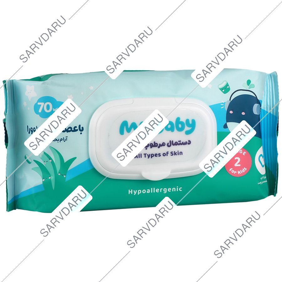 دستمال مرطوب کودک آلوئه ورا 70 عددی